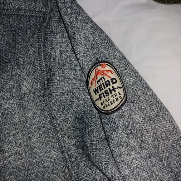 Weird Fish Winter Warm Sweatshirt Men's UK Small Gray tweed Henley 1/2 Zip Fit - Picture 4 of 7